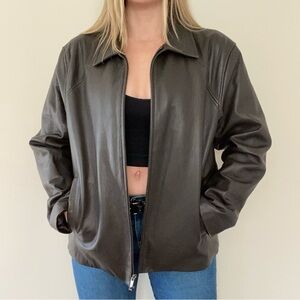 vintage members mark brown leather jacket
